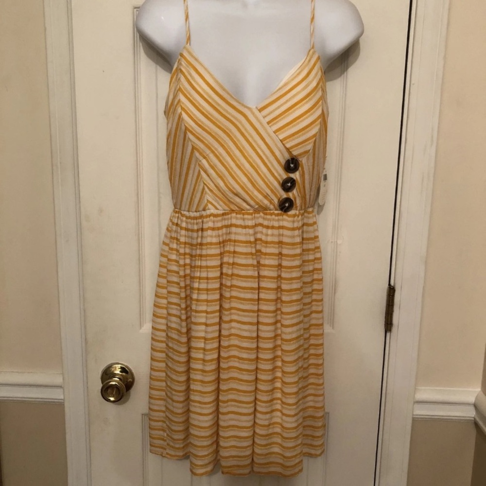 Altar'd State Yellow and White Striped Midi Dress
